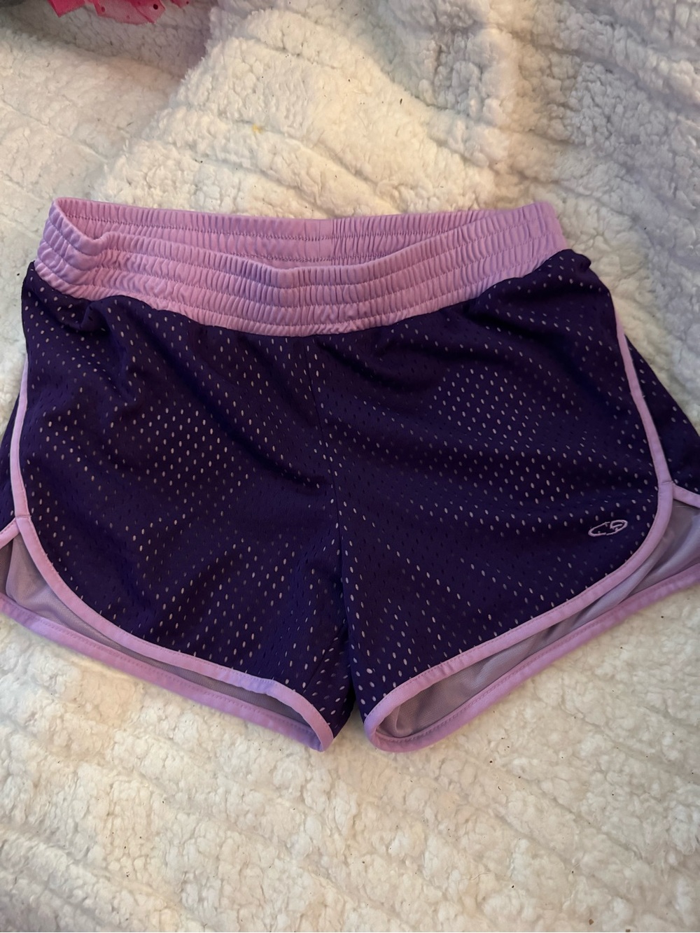 Women’s Purple Athletic Mesh Shorts with Lilac Waistband